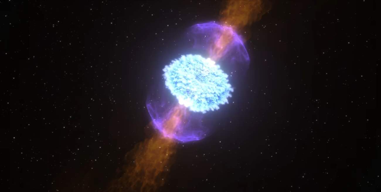 A Kilonova after the collison of two neutron stars. Courtesy of: NASA/Goddard Space Flight Center/CI Lab